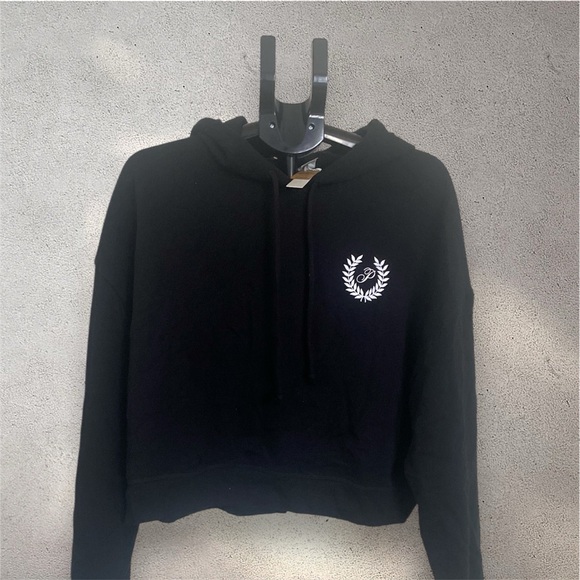 PINK Victoria's Secret Black Hoodie with White Logo - Picture 1 of 6